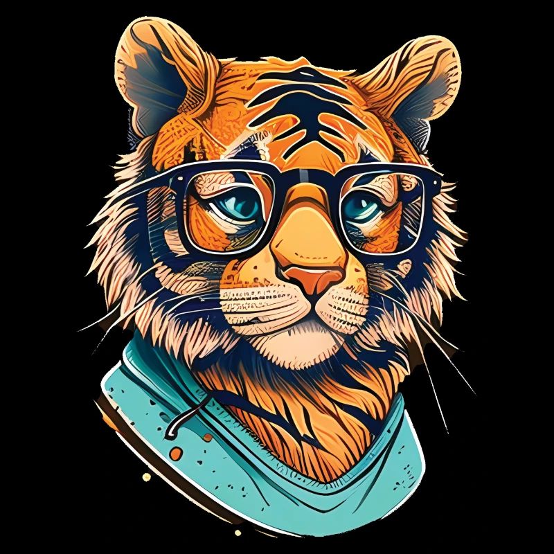 Tiger als Nerd mit Buch