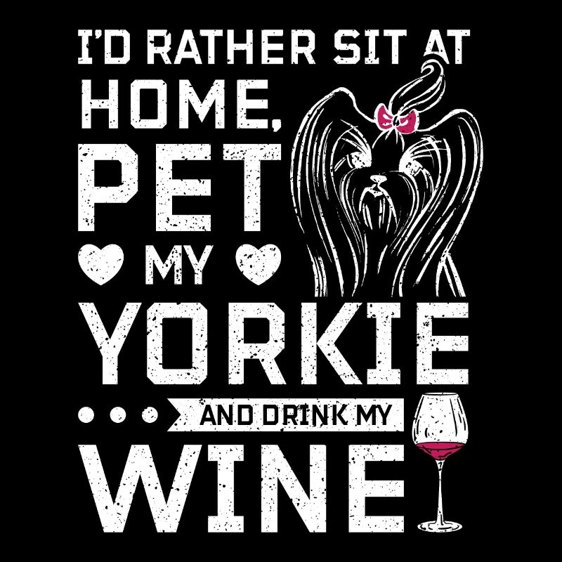 Asseyez-vous à la maison et buvez du vin avec mon Yorkie