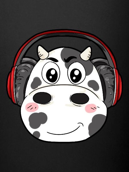 Vache avec écouteurs