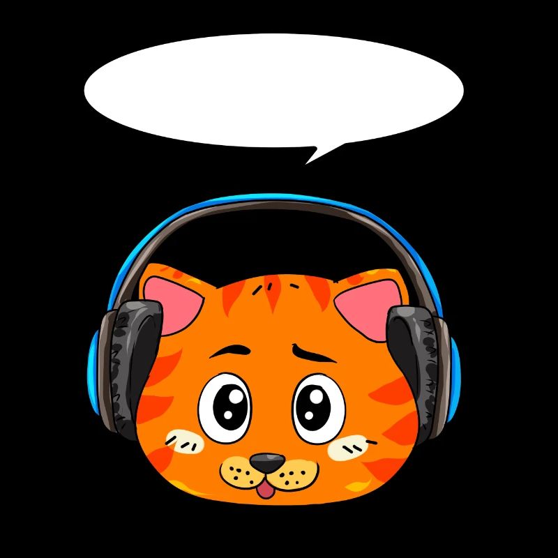 Chat avec écouteurs