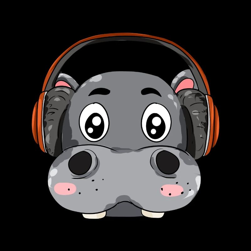 Hippopotames avec écouteurs