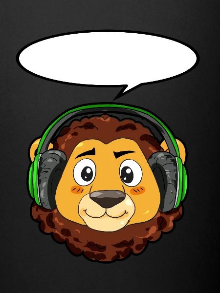 Lion avec écouteurs