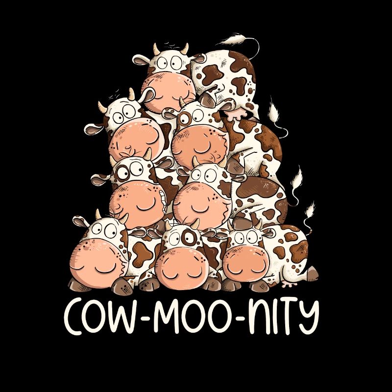 Drôle de vache pile I Coe-MUH-nity jeu de mots de la communauté