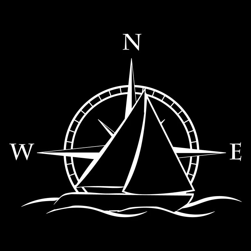 Segelboot mit Windrose neutral weiss