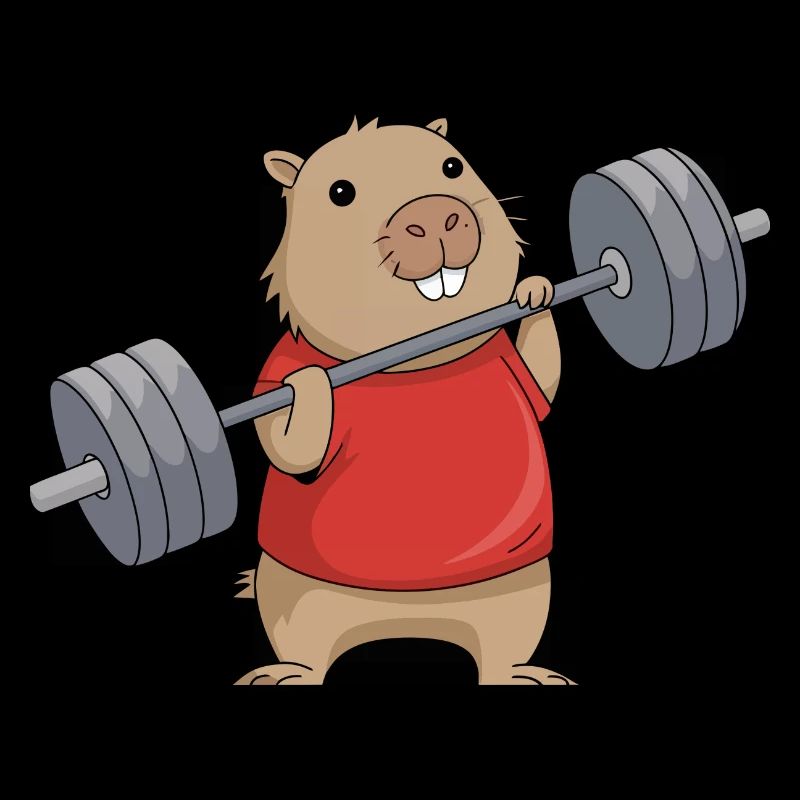 Mignon Capybara Haltérophilie Dessin Animé