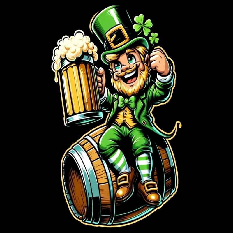 Bierfass-Leprechaun (Irischer Kobold)