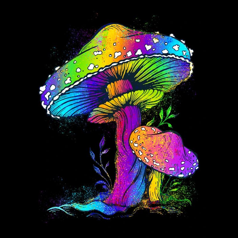 champignons colorés, champignon, super idée cadeau. arc en ciel