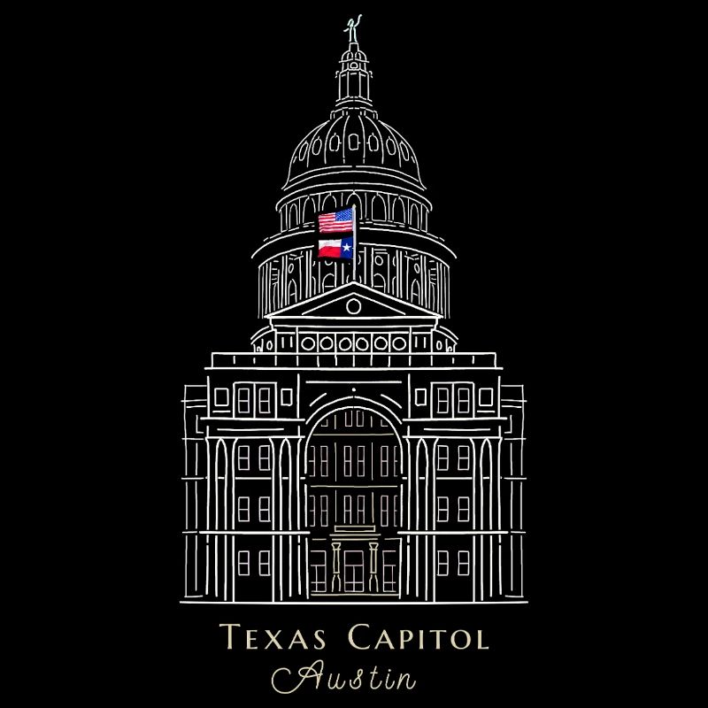 Austin, dessin du Capitole du Texas, États-Unis