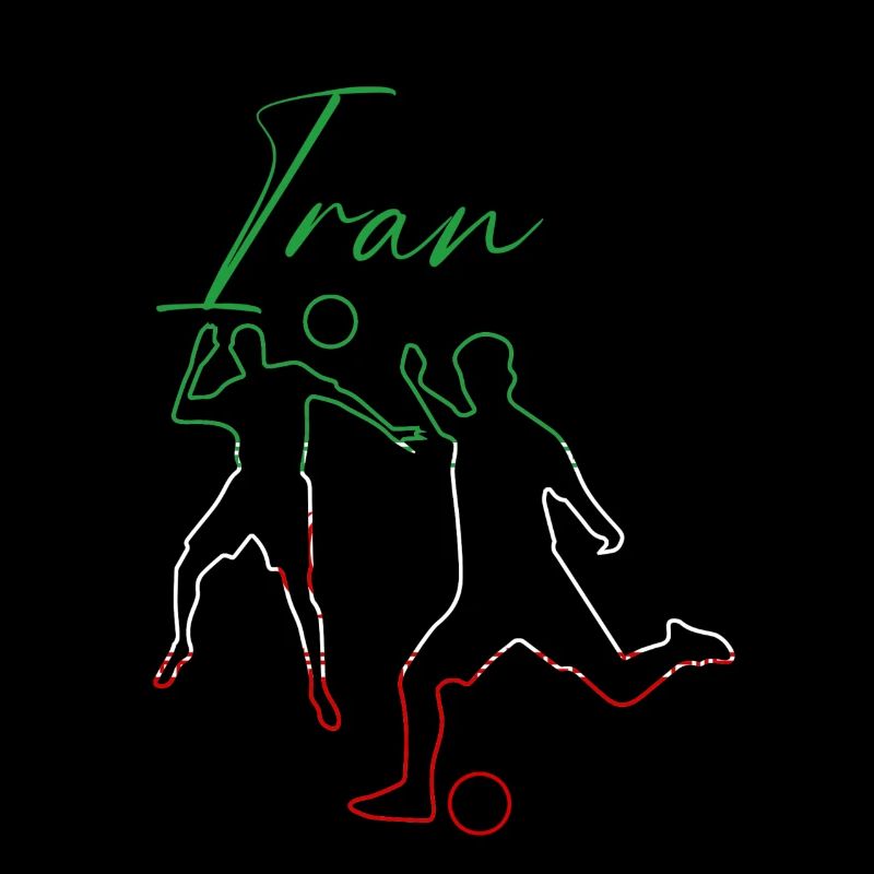 Iran, Soccer,Soccer Player,Flag,Outline