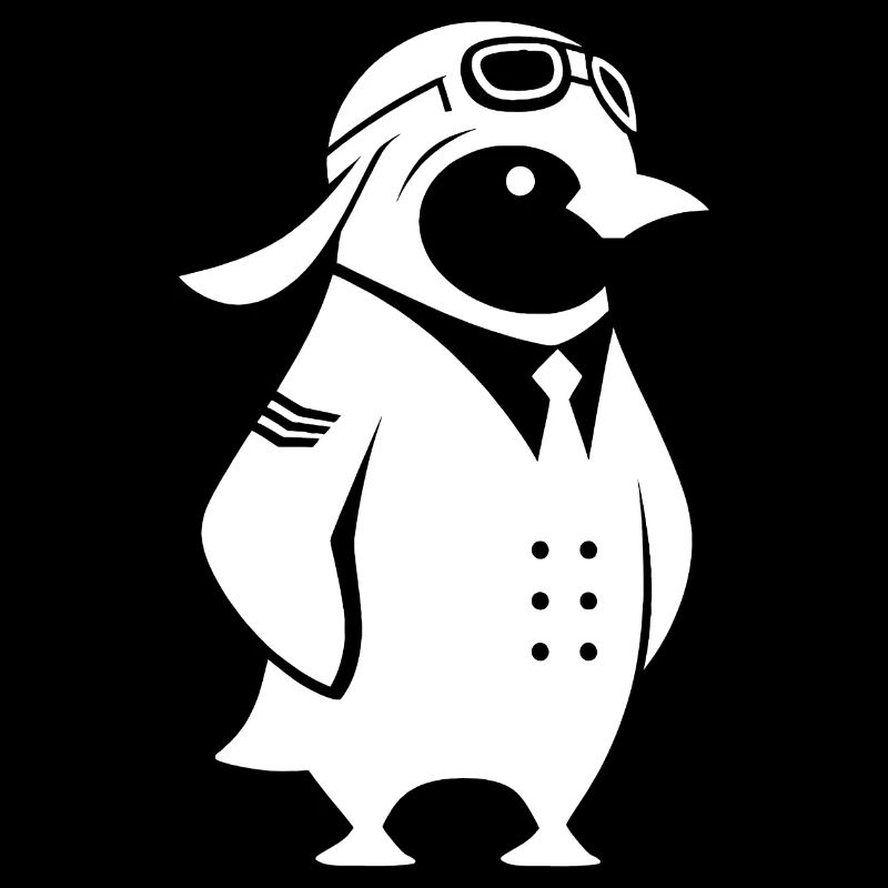 Pinguin Pilot Flugzeug Silhouette minimalistisch