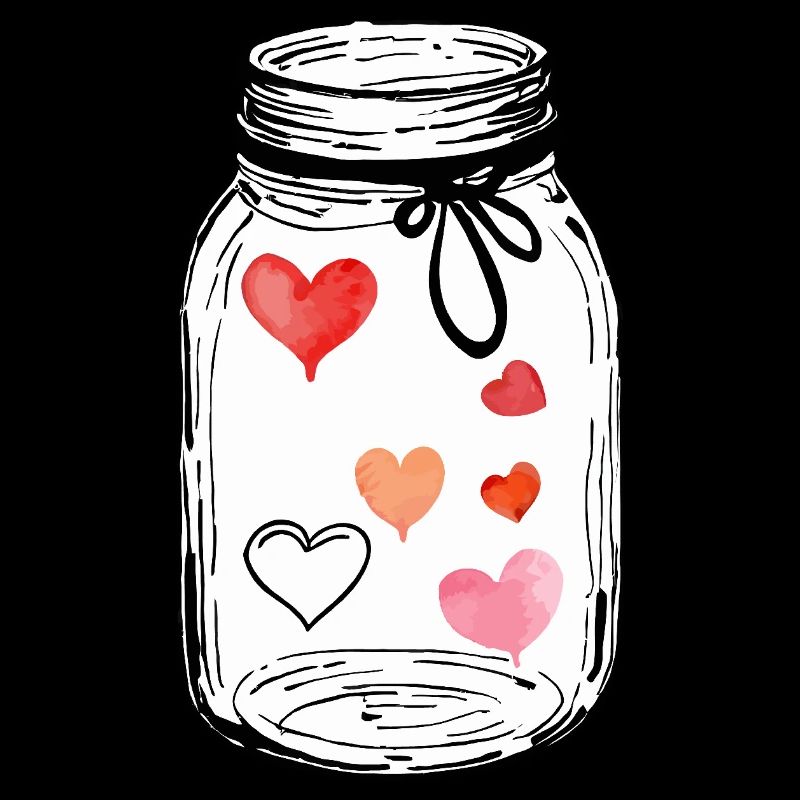 Glas Voll Liebe Herzen Wasserfarben