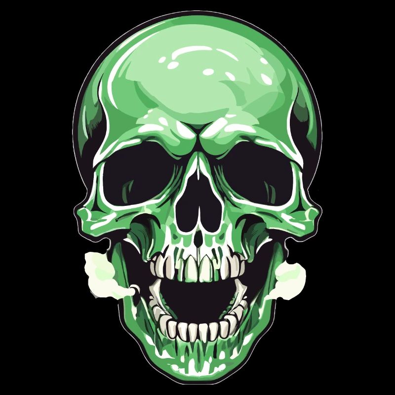 Crâne vert face frontale