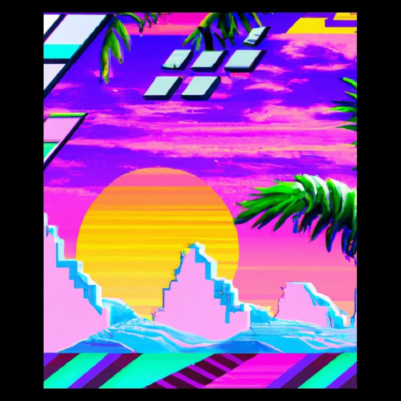 Synthwave Sun Hawaii Vaporwave Aesthetic
