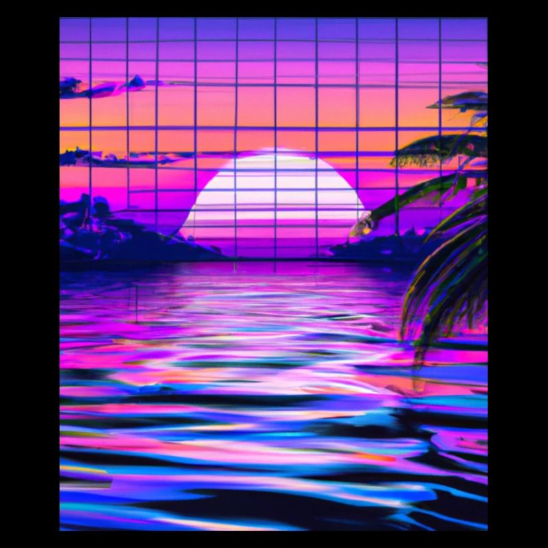Synthwave Sun Hawaii Vaporwave Aesthetic