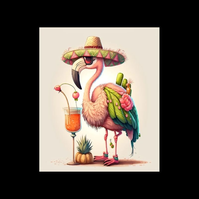 Flamingo Playing Musical Instruments Mexican