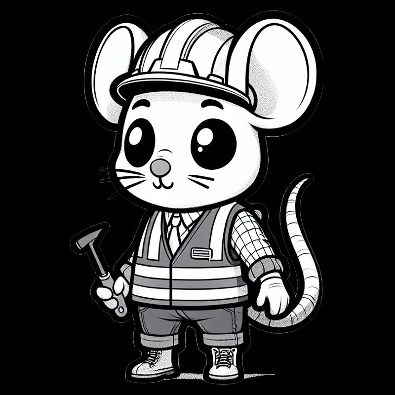 Mignon Souris Ouvrier De La Construction
