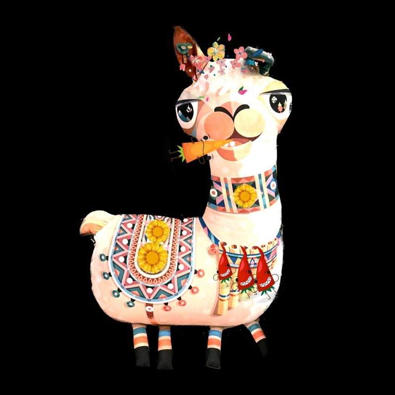 llama,alpaca, illustration, comic,veggie, carrot