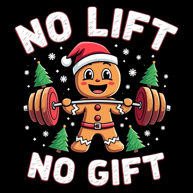 No Lift No Gift - Bodybuilder Gingerbread Man