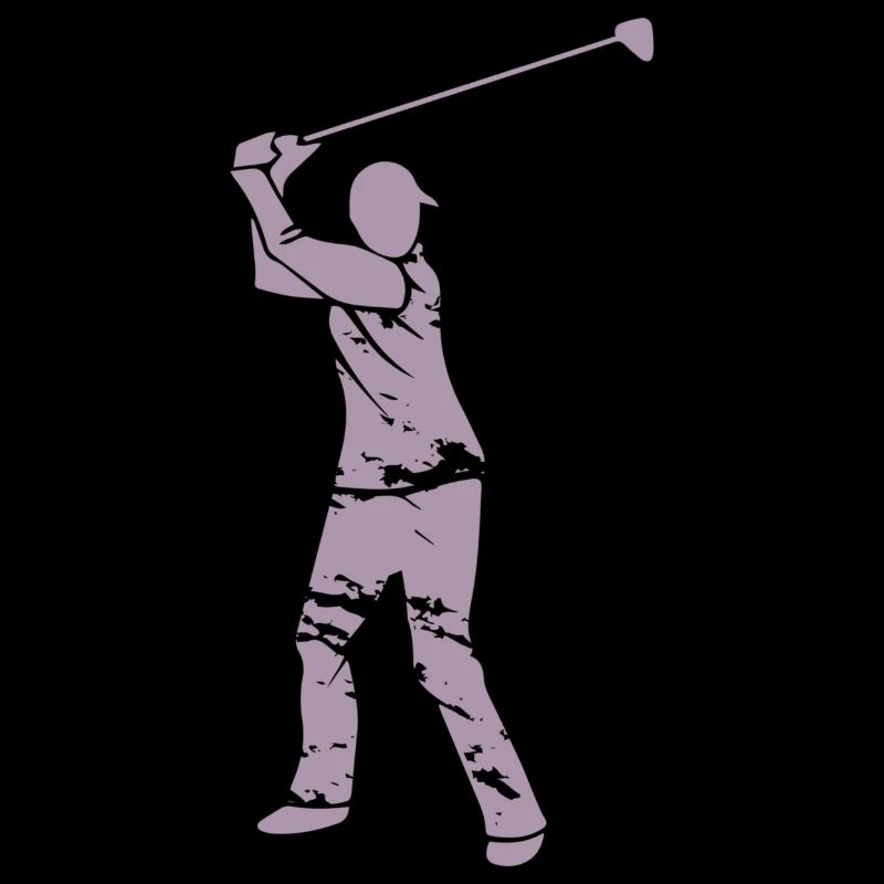 Golf Golfer Silhouette - White Grunge Design