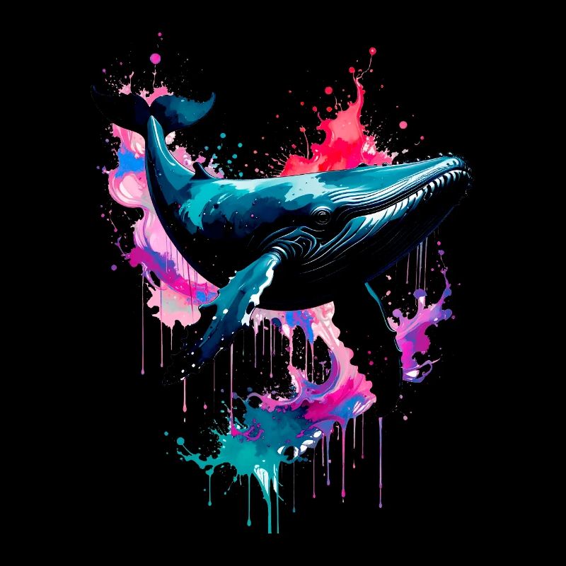 baleine, illustration, coloré, graffiti, coloré, éclaboussure