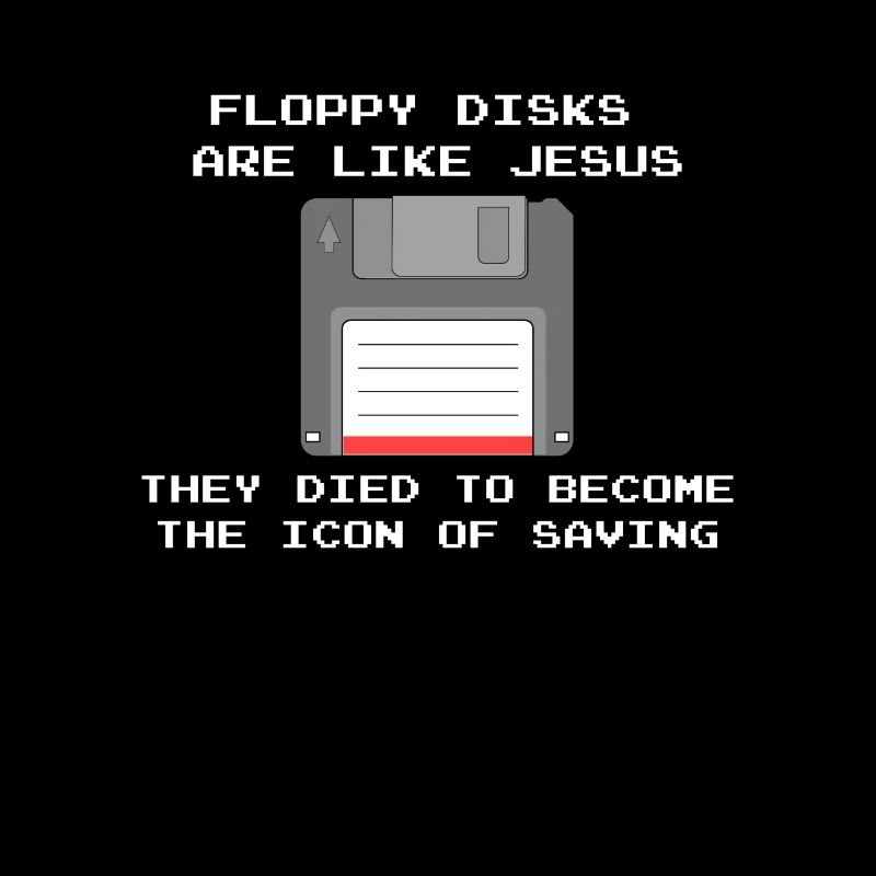 Nerd and computer professionals - floppy disks like Jesus