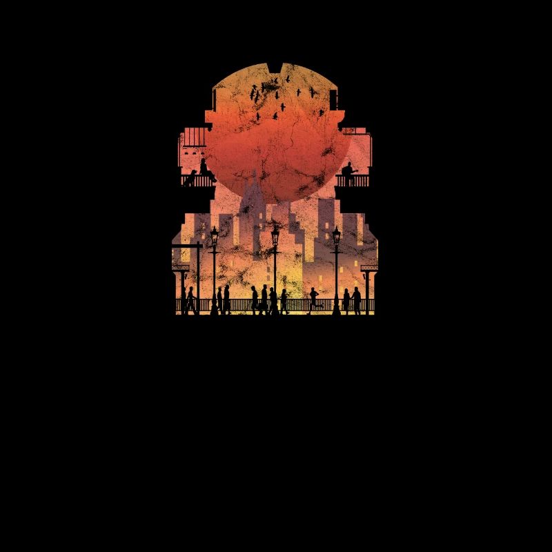 Silhouette gift sun metropolis bridge skyline