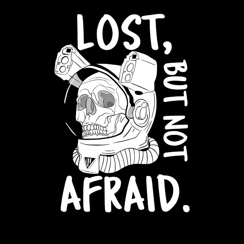 Perdu, mais pas effrayé. Crâne dans le casque Astronaut