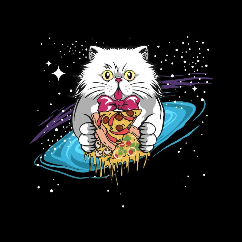 Cadeau chat chaton persan chat espace pizza