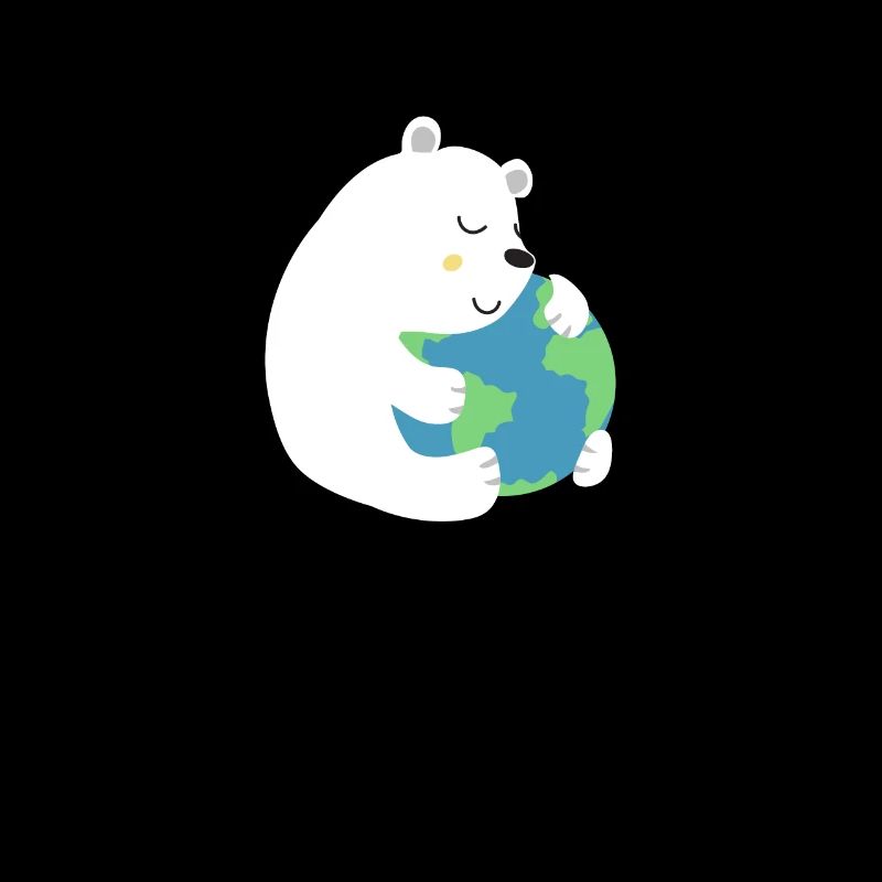 L'ours polaire embrasse le globe terrestre | Jour de la Terre | Mère Terre