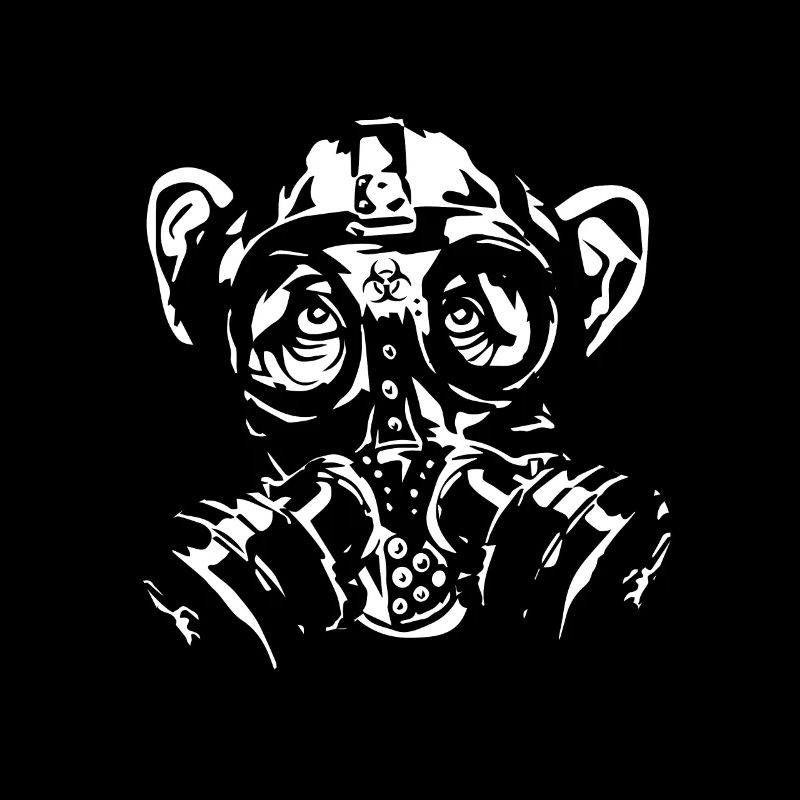 Singe avec masque à gaz comme cadeau