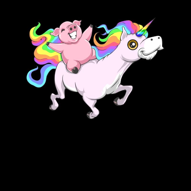 Cochon mignon à cheval sur la licorne
