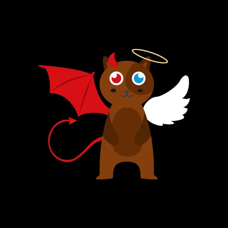 Cat Cat Angel Devil Evil Good Cute Meow