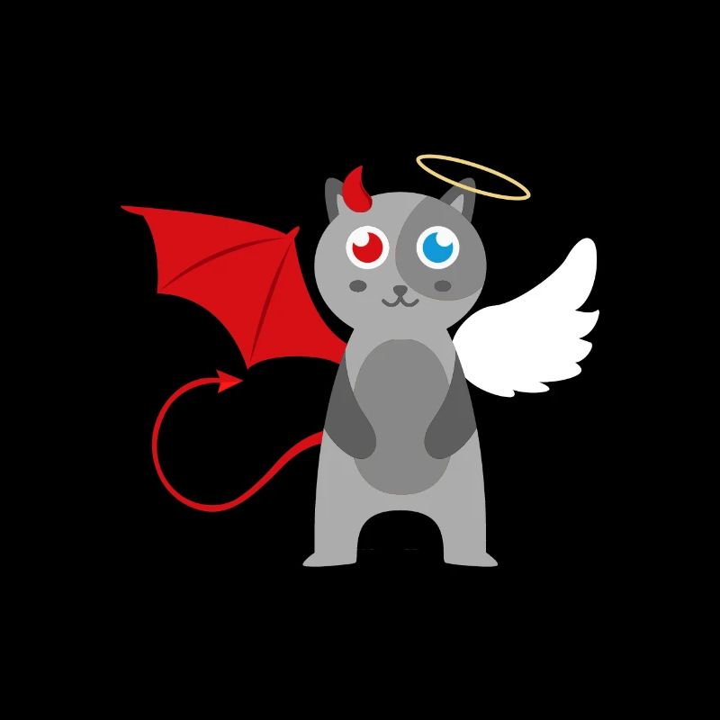 Cat Cat Angel Devil Evil Good Cute Meow