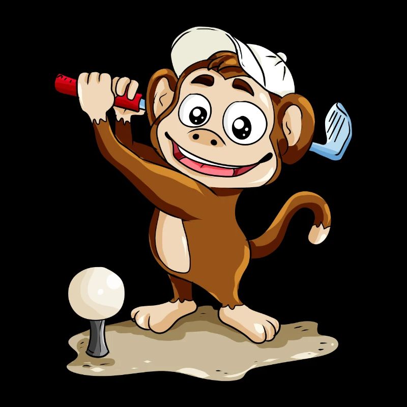 Golf spielendes Äffchen Affe Golfer Minigolf Comic