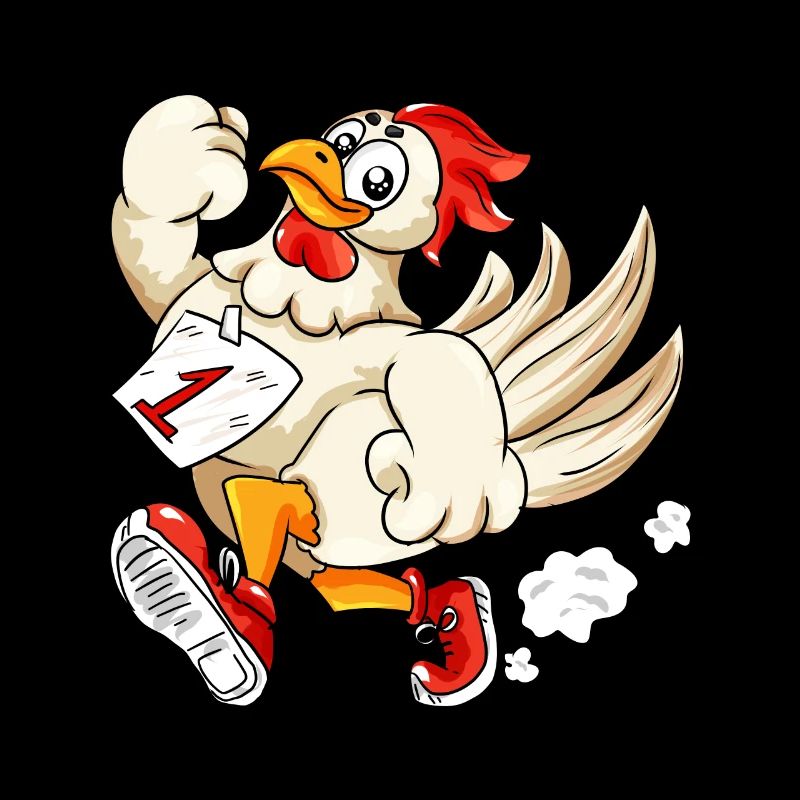 Running Chicken Start Number 1 Marathon Runner Comic