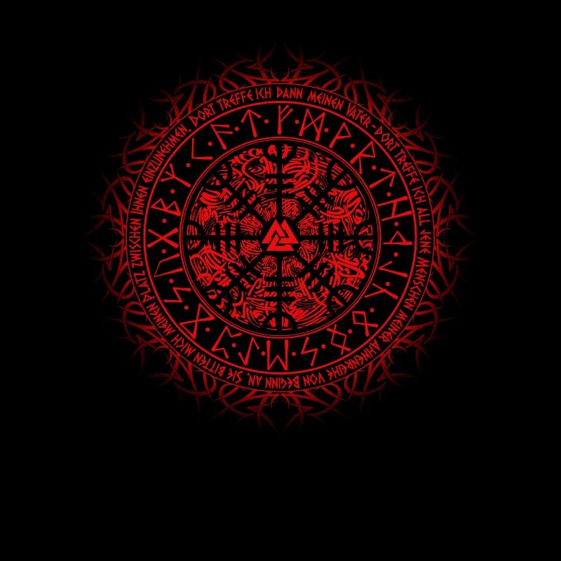 Wikinger Vegvisir mit Wikingergebet Rot
