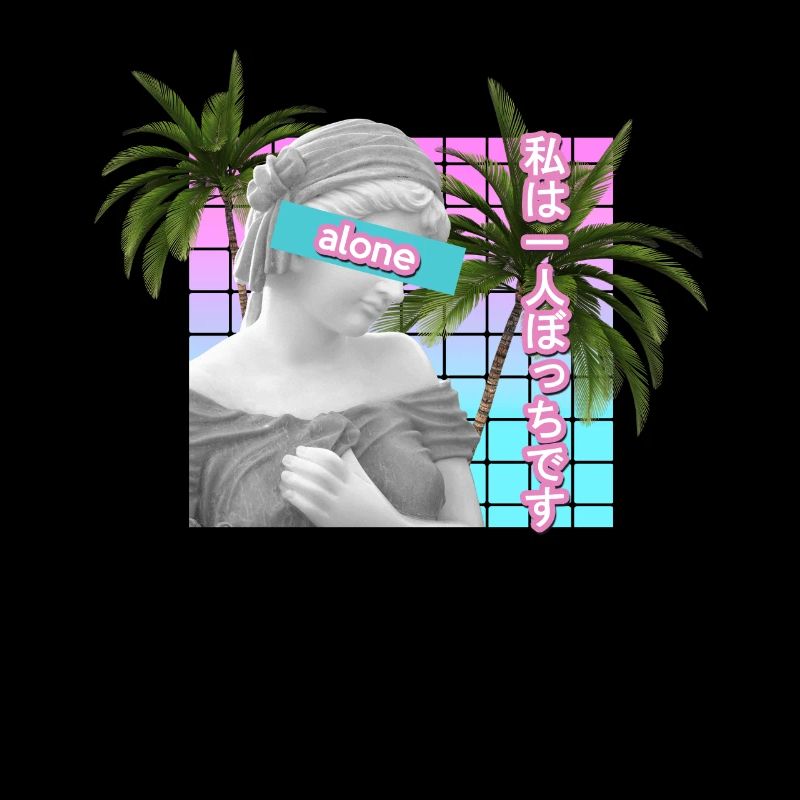 Alone Vaporwave Statue Meme Gift. AntiSocial