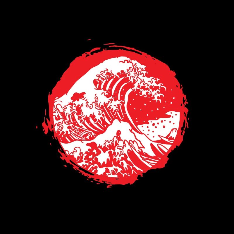 Japon - drapeau avec mer / vague