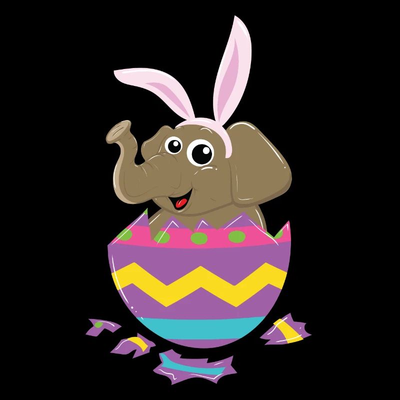Éléphant de Pâques - Oeuf mignon éclosant le lapin de Pâques