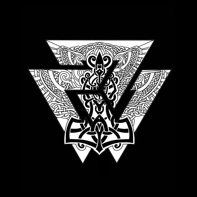 Old Viking symbol Thor hammer triangle knot