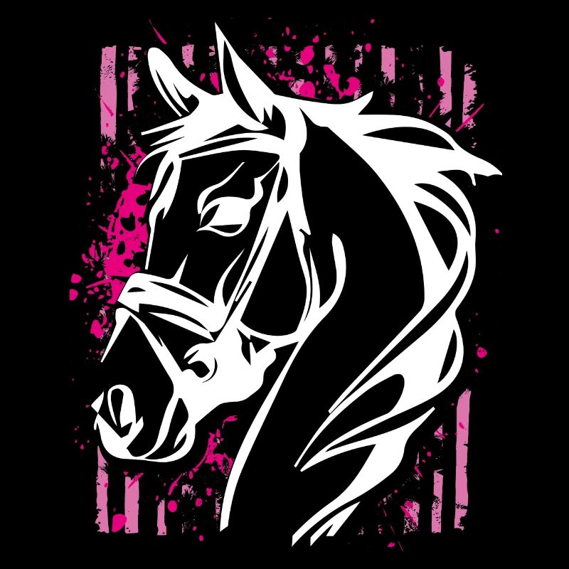 Graffiti Style Horse with Pink Color Splash