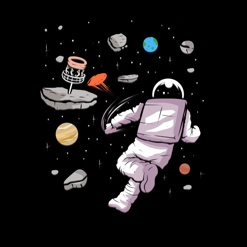 Astronaute de golf de disque dans la conception de golfeur de disque spatial