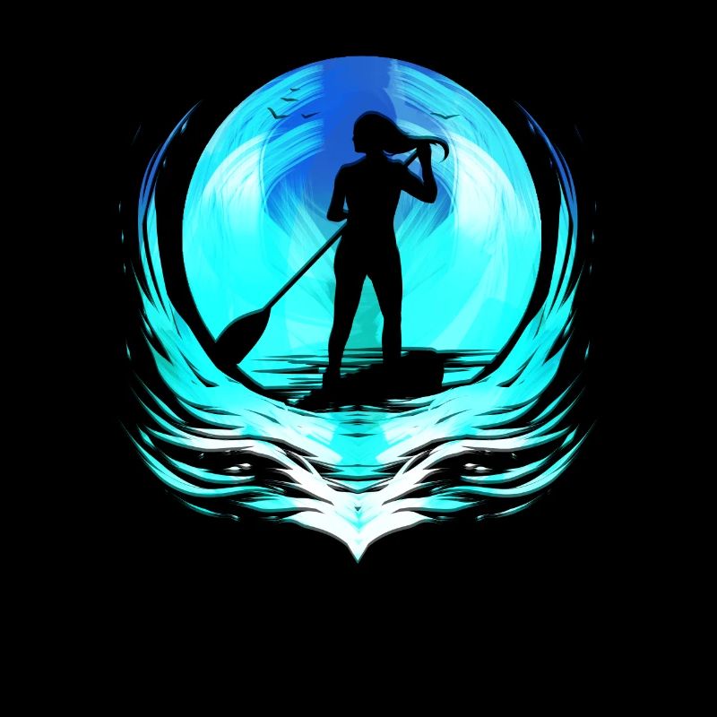 Illustration rétro de stand up paddle - conception de SUP