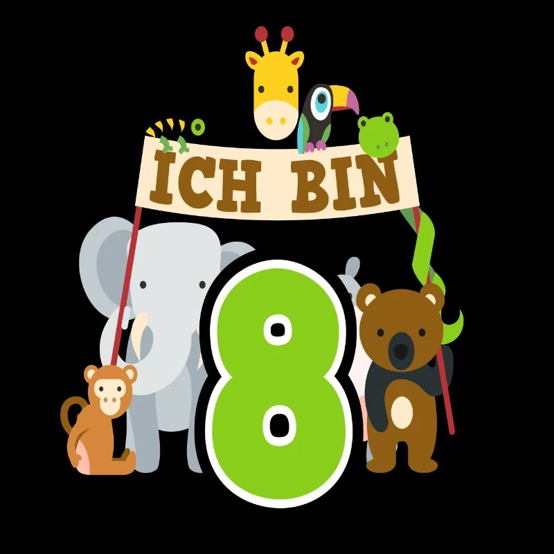 Zootiere 8. Geburtstag 8 Jahre Elefant Affe