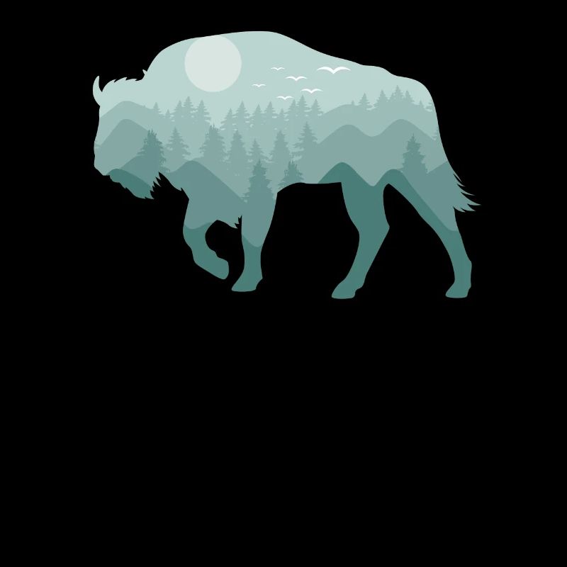 Bison Bison Bison Forest Natural Landscape Gift