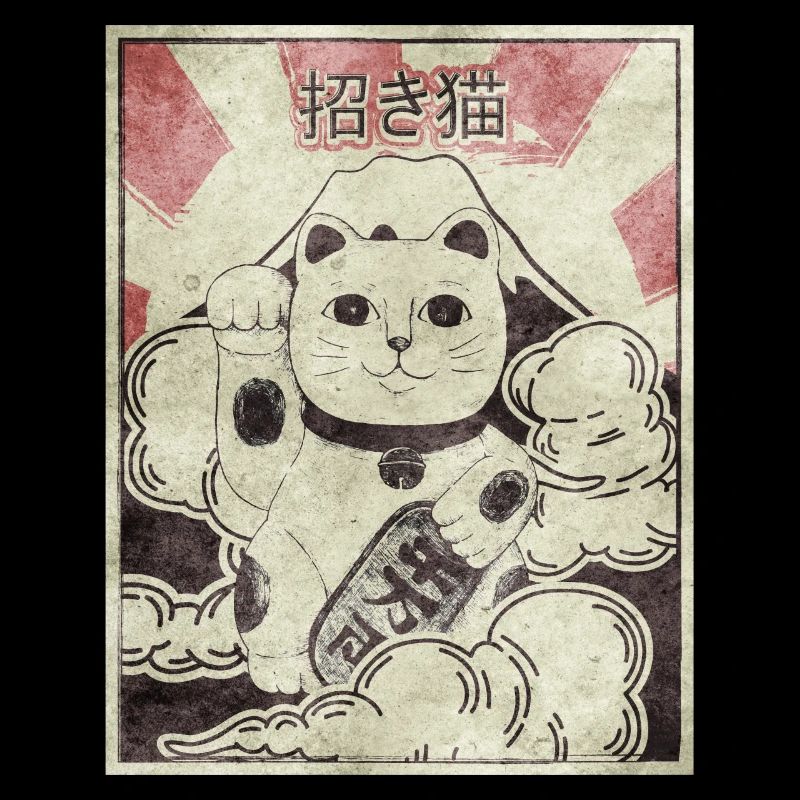 Maneki Neko Katze Japanisch Ästhetisch Vintage Ges