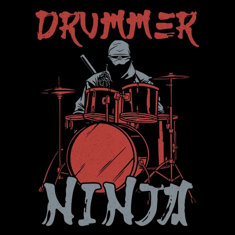 Drummer Drum Set Ninja Vintage