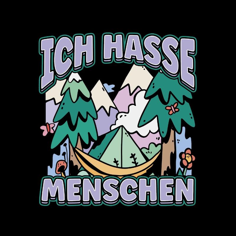 Ich hasse Menschen Camping bunt Zelten Lagerfeuer