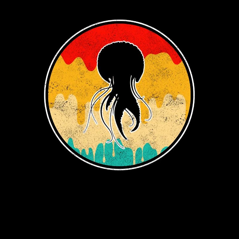 Logo rétro de méduse