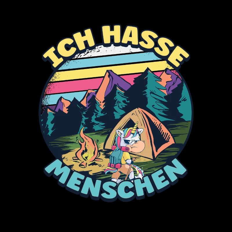 Ich hasse Menschen Camping bunt Zelten Lagerfeuer